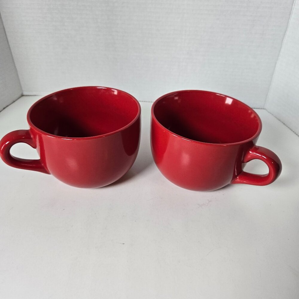 2 Pier 1 Large Red Mugs